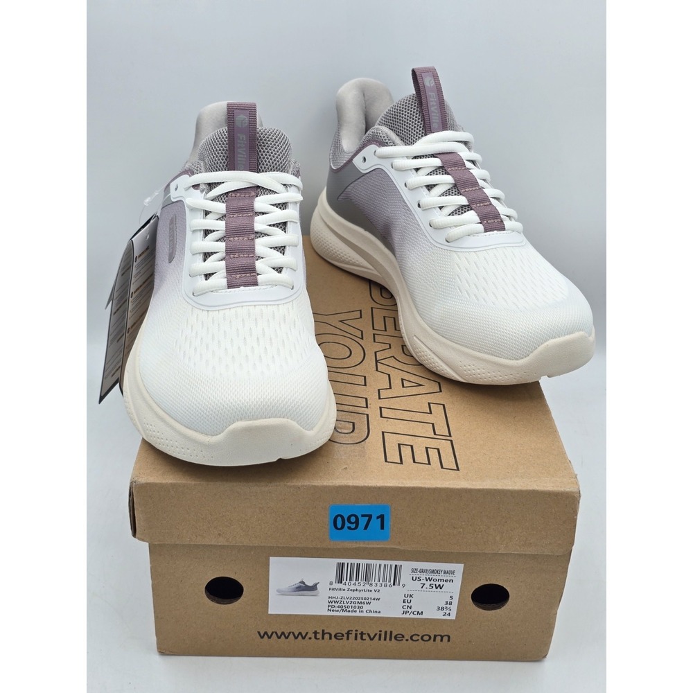 FitVille Women's ZephyrLite‎ Walking Shoes Gray/Smokey Mauve Sz 7.5W Wide NWT